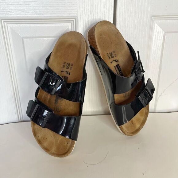 Birkenstock Patent Leather Milano Super Grip Arizona Strappy Dad Sandals - Picture 3 of 11